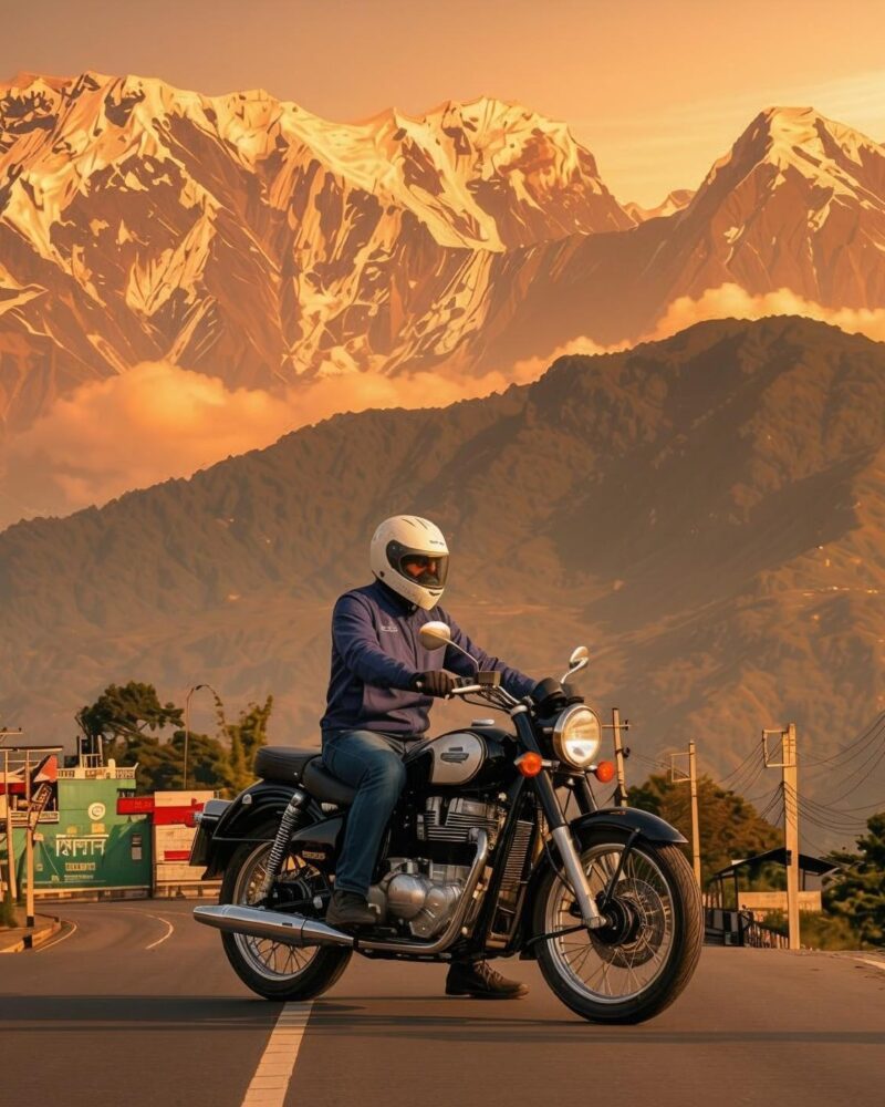 Circuit moto à travers le pays sur la route Est-Ouest au Népal