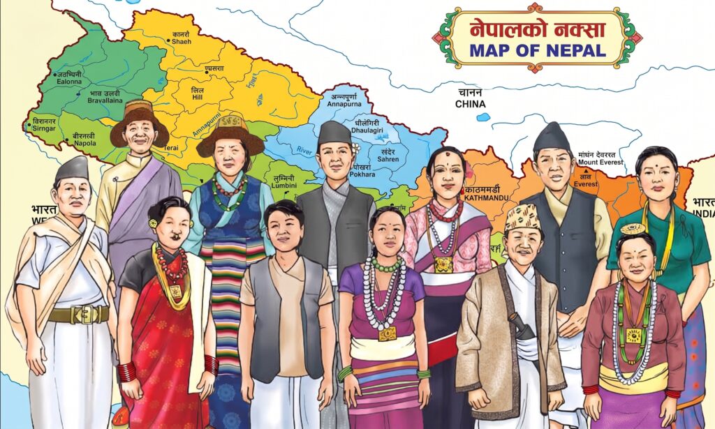 Groupes ethniques du Népal avec carte du Népal